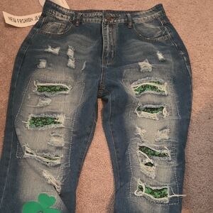Women's Blue Distressed Jeans
